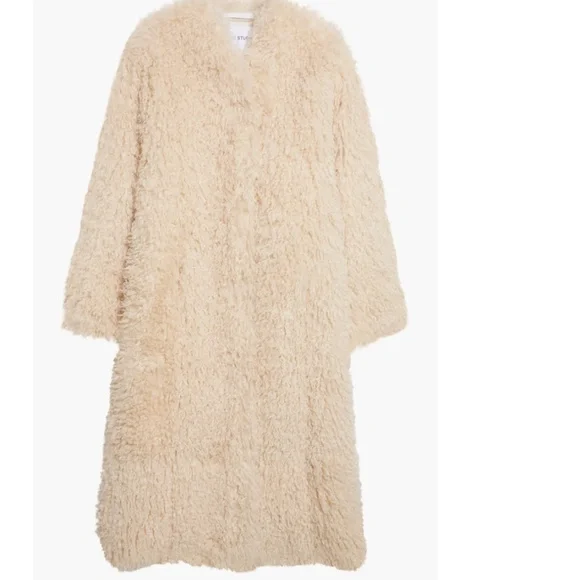 Stand Studio sz 36 4  ivory Carolina Coat faux fur curl nwt - Picture 2 of 11